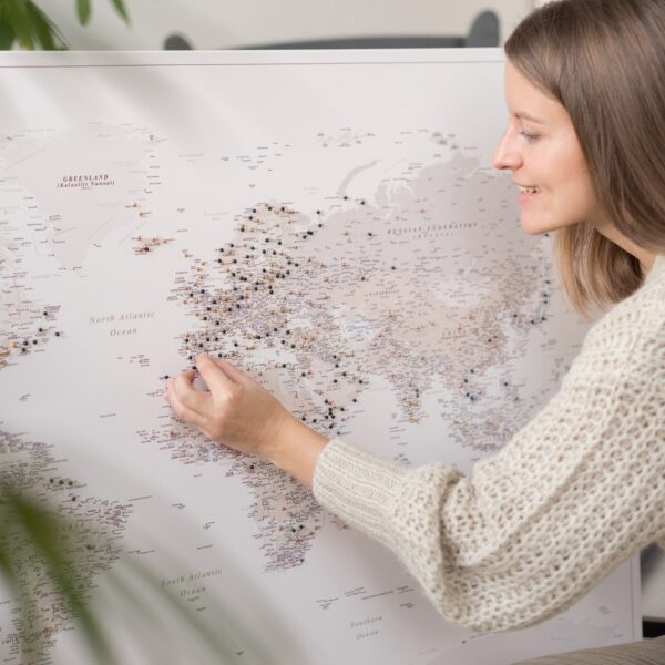 🗺️ Pinnwand-Weltkarten Auf Leinwand Mit Pins - Tripmapworld.de