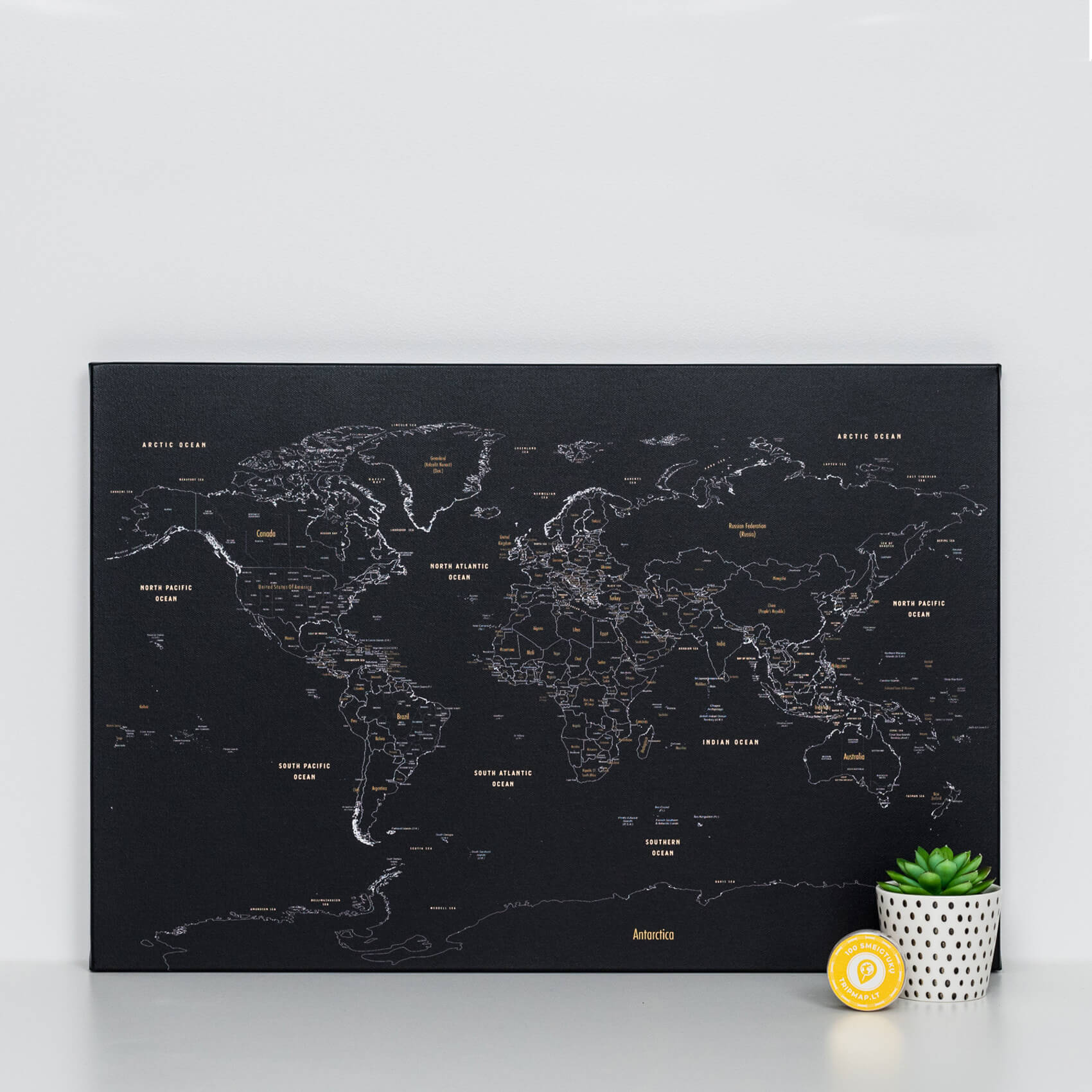 Pinnwand-Weltkarten Schwarzweiß