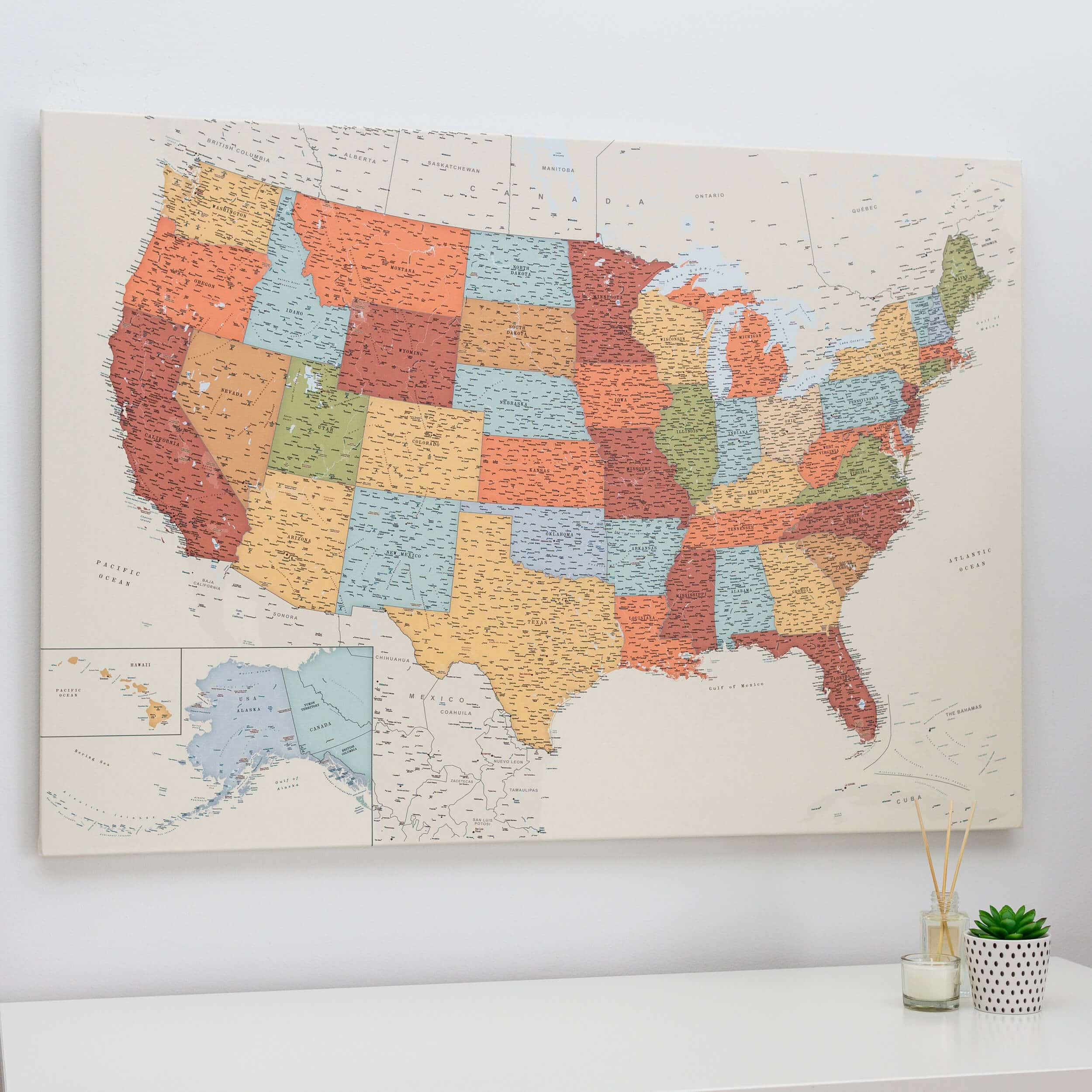 Pinnwand USA Karte Bunte Detailliert