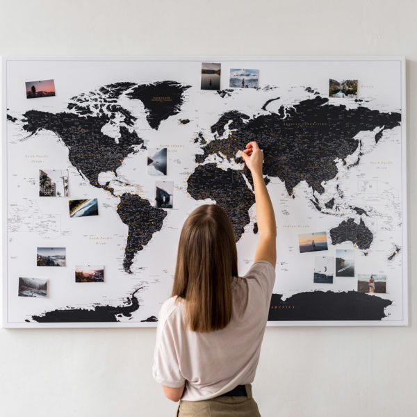 🗺️ Pinnwand-Weltkarten Auf Leinwand Mit Pins - Tripmapworld.de