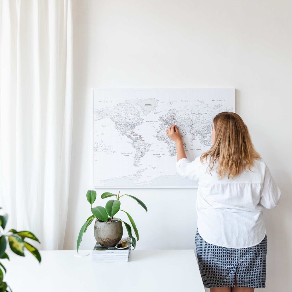 🗺️ Pinnwand-Weltkarten Auf Leinwand Mit Pins - Tripmapworld.de